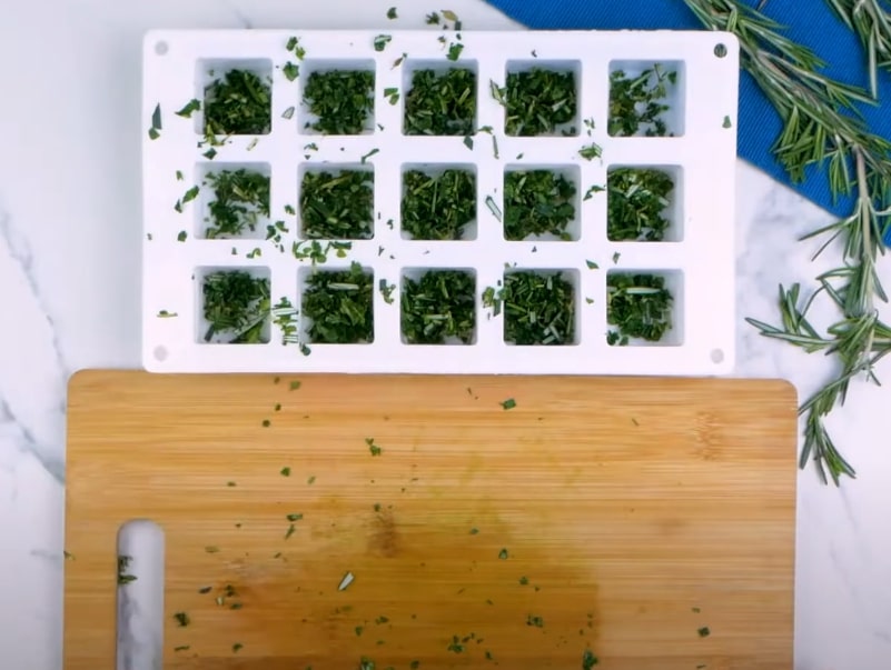 Freeze Herbs in Ice Cubes